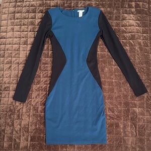 Bar III blue and black illusion dress sz md